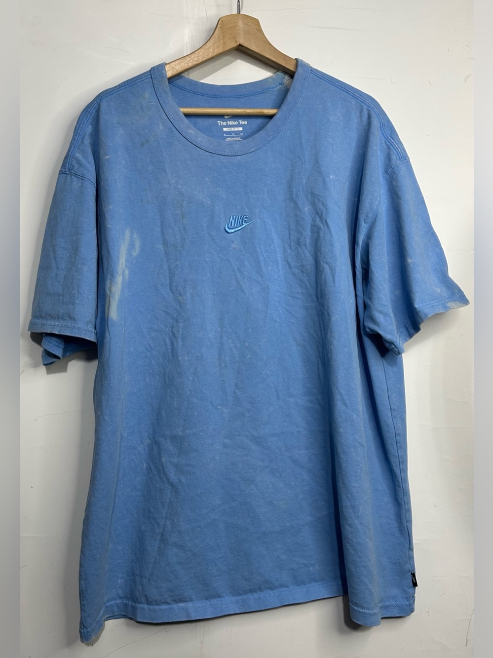 5 for $25🔥Nike The Nike Tee Blue Bleach Dyed Short‎ Sleeve Loose Fit T-Shirt XL